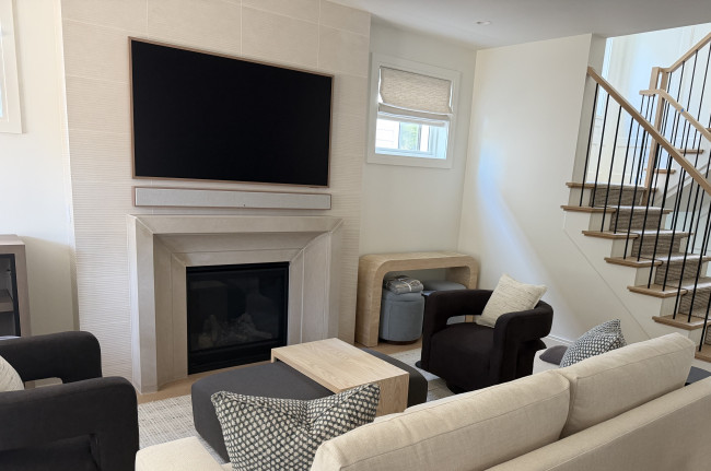 Family Room Luxury Frame TV Setup